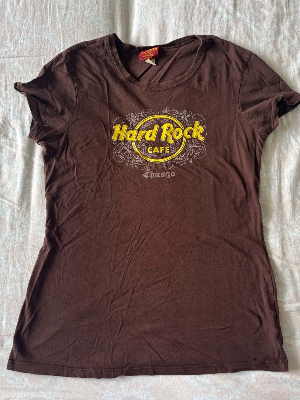 Hard Rock Cafe Brown Tee with Yellow Logo - Chicago